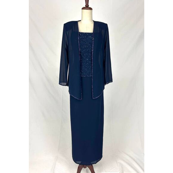 Chicas Dress Set Maxi Gown Jacket Women Medium Off White Embroidered Formal NWT - Picture 11 of 16